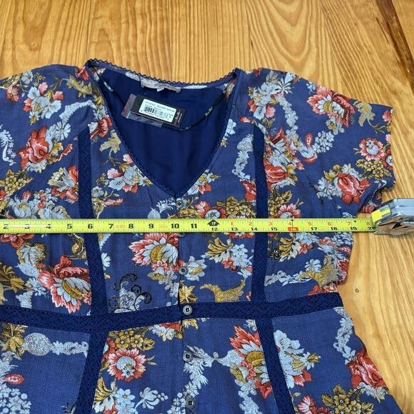NWT Miss Me Dress Lace Floral Lined High Low Button Front Short Sleeve M - Picture 10 of 14